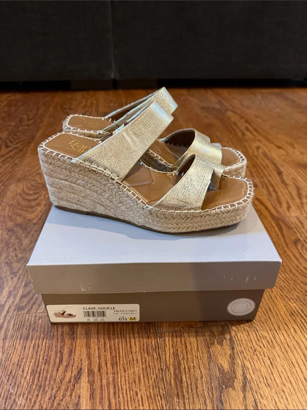 Franco Sarto Clave Wedge Sandals - Gold Espadrille Wedge